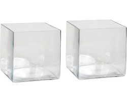 Soeverein Tragisch tempo 2x Lage vierkante vaas transparant glas 20 x 20 x 20 cm - Accubak - Glazen  vazen -... | bol.com