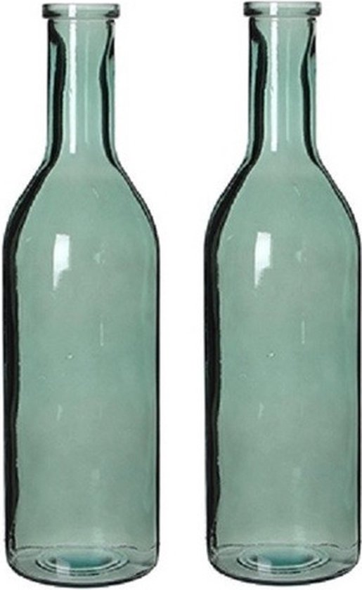 2x Glazen fles / bloemenvaas grijs 50 x 15 cm - sierflessen - woondecoratie / woonaccessoires - 2 stuks