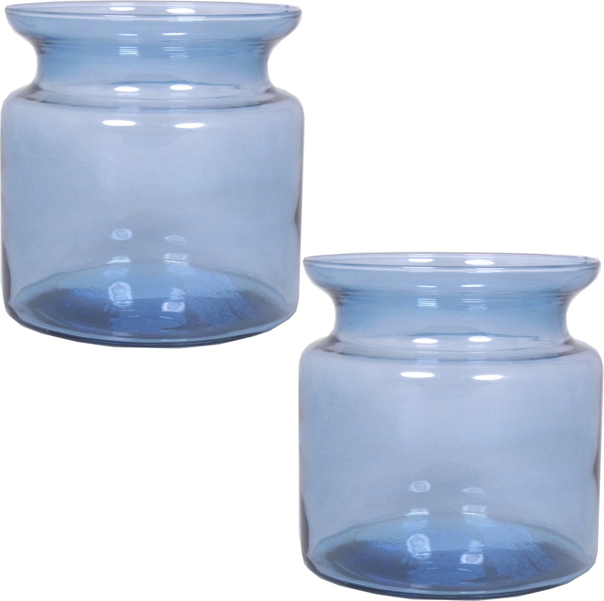 Set de 3x vase / vases bidon à lait en verre bleu 3 litres à col étroit