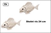 2x Squelette de poisson piranha 24 cm - Squelettes d'horreur d'Halloween fête à thème effrayant festival Horrornight