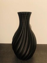 3D geprinte vaas - Zwart 15 cm - Gedraaid patroon