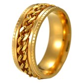 Anxiety Ring - (Ketting) - Stress Ring - Fidget Ring - Fidget Toys - Draaibare Ring - Angst Ring - Goud-Goud kleurig RVS - (16.00mm / maat 50)