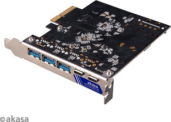 Akasa 10Gbps USB 3.2 Gen 2 Type-C and Type-A to PCIe Host Card (3 x A + 2 x C)