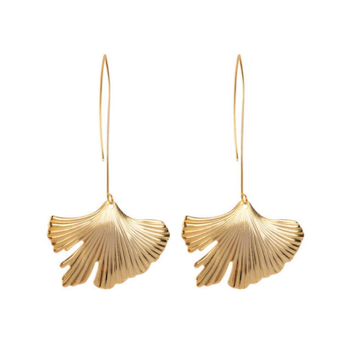 HINTH, Vintage Ginkgo Leaf Hook, Gouden Handgemaakte Oorbellen