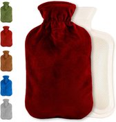 Warmwaterkruik met fleece hoes | Warmtekruik | Kruik | Warmwaterkruik | Rubber | 2 liter | Bordeaux rood | Inclusief fleece hoes | Able & Borret