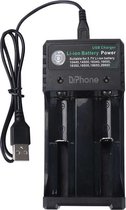 DrPhone BC2S - Chargeur de Batterie USB - 2 Serrures - 18650 - Indicateur - Chargeur Intelligent - 10440 - 14500 – 16340 – 16650 – 14650 – 18500 – 18650 – 26650