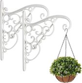 2x pièces blanc Akant cintres de pot de fleur gracieux / crochets de pot de fleur en plastique - crochets de suspension de Pots de fleurs / crochets muraux