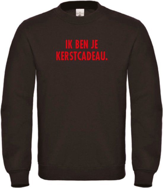 Kerst sweater zwart XL - Ik ben je kerstcadeau - rood - soBAD. | Kersttrui soBAD. | kerstsweaters volwassenen | kerst hoodie volwassenen | Kerst outfit | Foute kerst truien