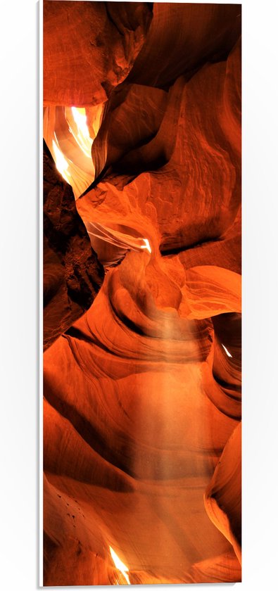WallClassics - PVC Schuimplaat- Zonnestralen door Antelope Canyon - 20x60 cm Foto op PVC Schuimplaat