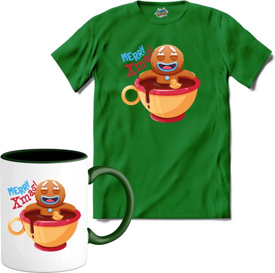 Hot choco koekie - T-Shirt met mok - Meisjes - Kelly Groen - Maat 12 jaar