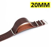 Ultra Dunne Geunine Lederen Horloge Band - Zulu Strap - Nato Band - 20MM - Donker Bruin