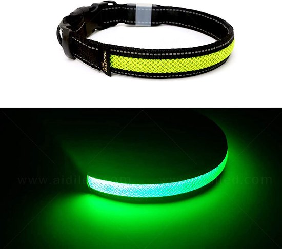 LED Hondenhalsband USB Oplaadbaar - Knipperende Veiligheidskraag Groen, Verstelbaar & Waterdicht Voor Nachtwandelingen