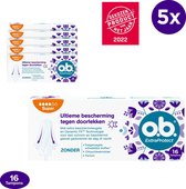 o.b. ExtraProtect Super, tampons voor zwaardere menstruatiedagen, 5 x 16 stuks
