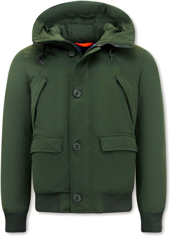 Blouson hiver homme court à capuche - 8002 - Vert