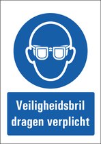 Veiligheidsbril dragen verplicht bord met tekst 210 x 297 mm