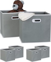 Tissu de panier de rangement Relaxdays 6x - gris - boîte pliante - boîte de rangement - panier d'armoire - molleton textile