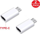 2x Usb Type C Female Naar Micro Usb Male Adapter Connector Type-C Micro Usb Charger Adapter wit