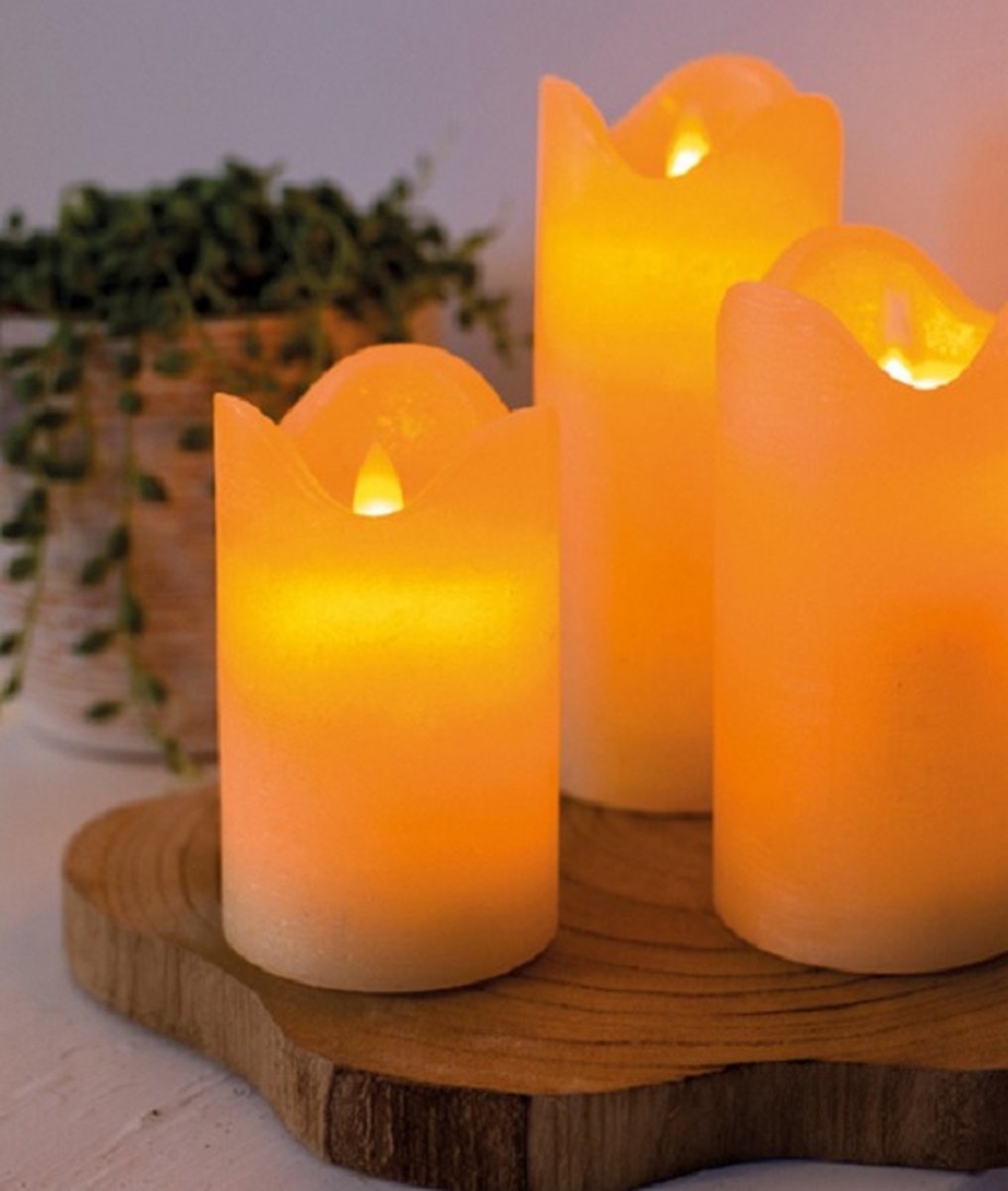 Lot de 3 bougies LED Flamme 3D blanc chaud avec Télécommande