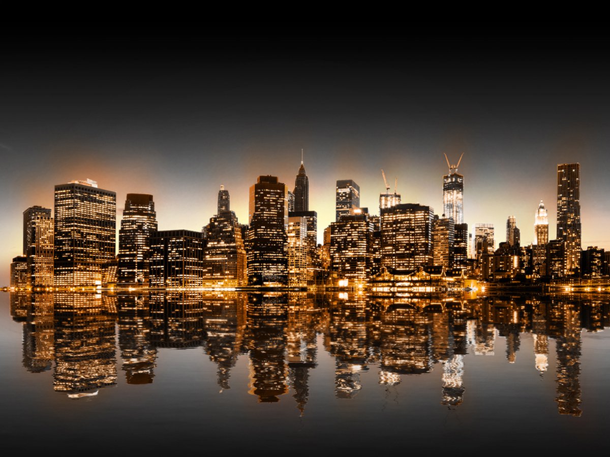 Fotobehang - New York en goud.