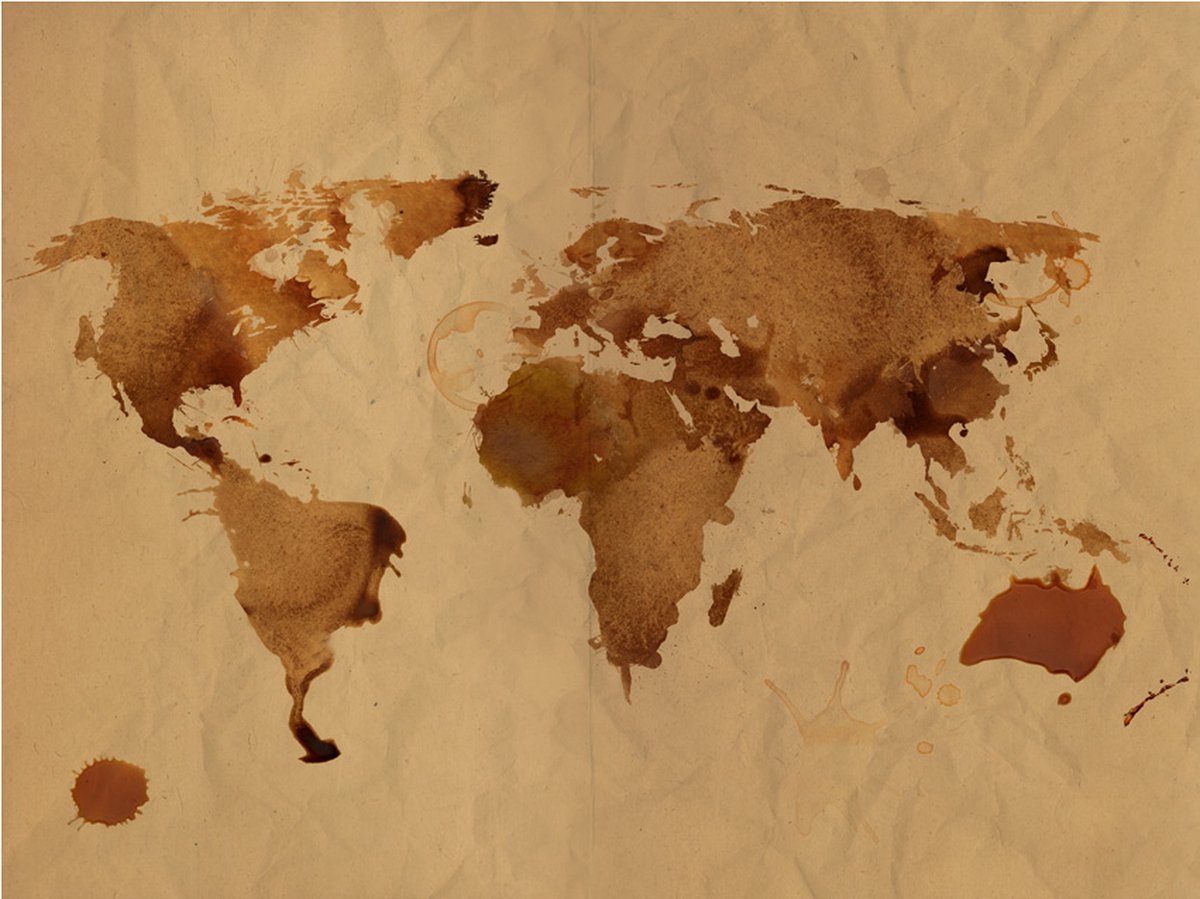 Fotobehang - Thee kaart van de Wereld.