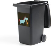 Container sticker Eenhoorn illustratie - Een illustratie van een eenhoorn die overgeeft Klikosticker - 40x40 cm - kliko sticker - weerbestendige containersticker