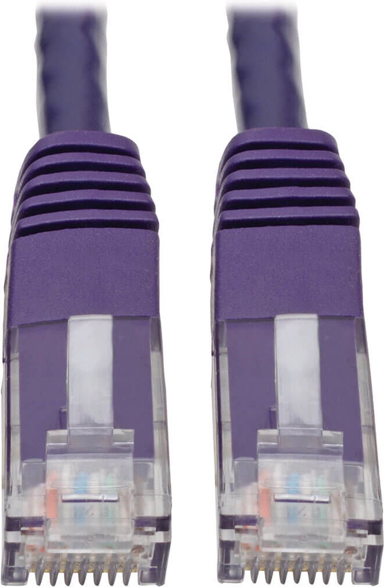Tripp-Lite N200-015-PU Premium Cat5/5e/6 Gigabit Molded Patch Cable, 24 AWG, 550 MHz/1 Gbps (RJ45 M/M), Purple, 15 ft. TrippLite