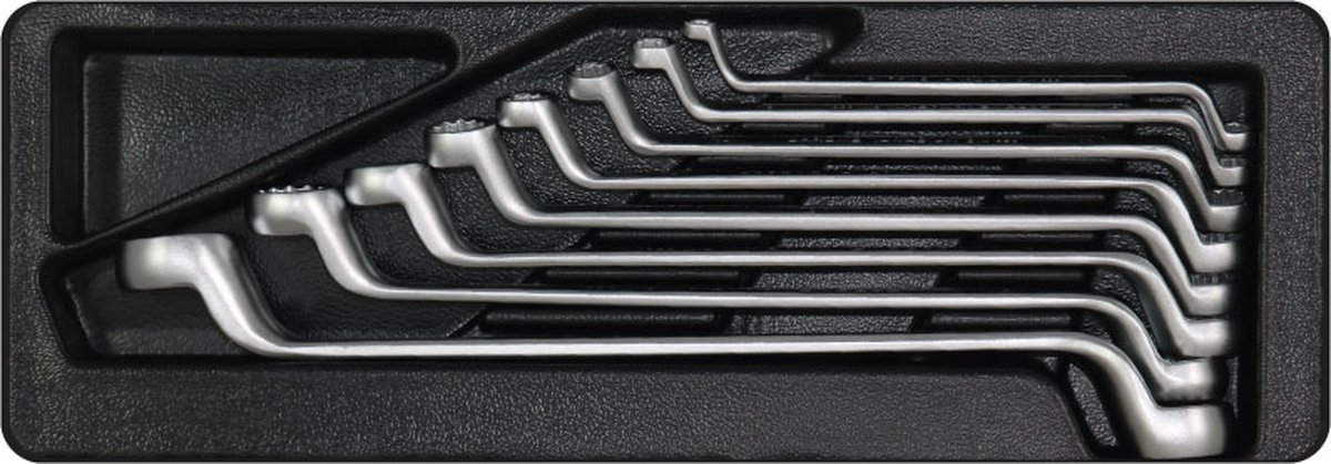 George Tools gereedschapset voor gereedschapswagen, gereedschapstrolley, gereedschapskoffer of gereedschapskar - Ringsleutelset gebogen 8-delig