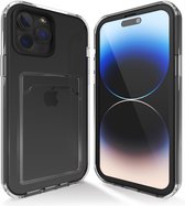 Transparant hoesje geschikt voor iPhone 13 Pro Max hoesje - Zwart hoesje met pashouder hoesje bumper - Doorzichtig case hoesje met shockproof bumpers
