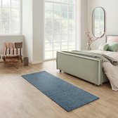 Carpet Studio Santa Fe Runner Carpet 80x250cm - Tapis Poils Ras - Tapis Salon et Tapis Chambre - Tapis Blauw