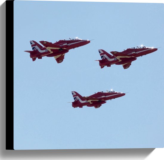 WallClassics - Toile - Avions de chasse anglais rouges en groupe - 40x40 cm Photo sur toile (Décoration murale sur toile)