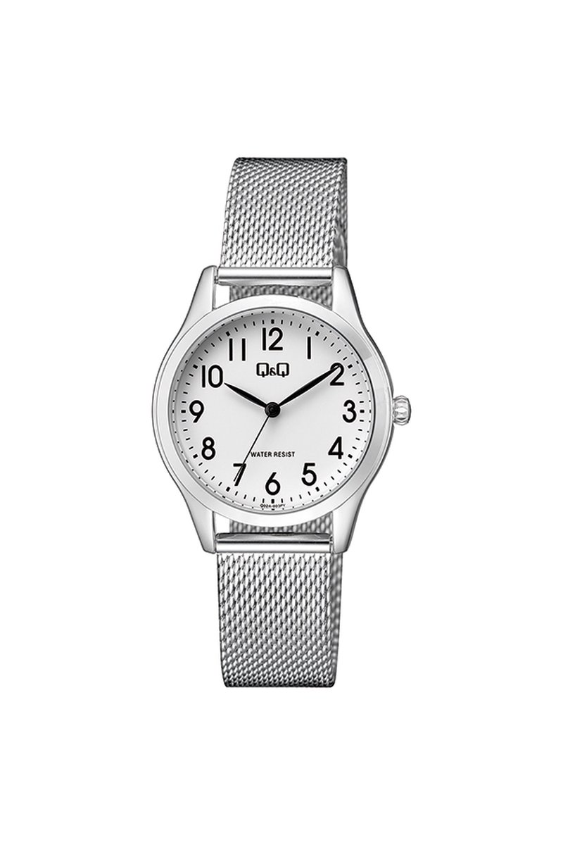 QQ-Horloge-Dames-Analoog-zilver kleurig-witte wijzerplaat-milanese band-32MM