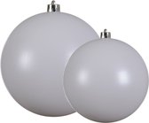 Decoris grote kerstballen - 2x st - wit - 14 en 20 cm - kunststof