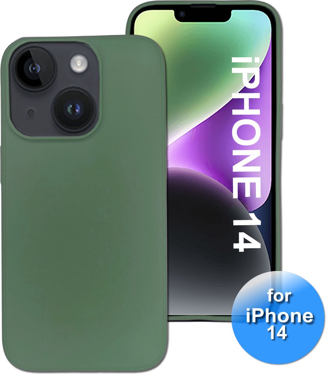 Hoesje geschikt voor de iPhone 14 - Telefoonhoesje - Siliconen - Back Cover - Leger Groen
