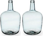 Giftdecor - Bloemenvazen 2x stuks -fles - glas - blauw - 22 x 39 cm