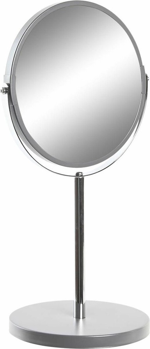 Items Make-up spiegel op standaard - rond - RVS - zilverkleurig - 34 cm