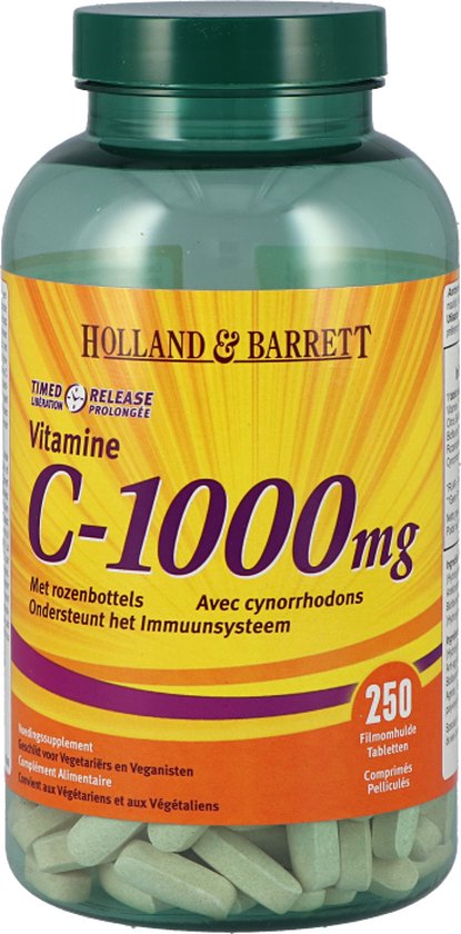 Vitamine C Timed Release, 1000mg - Holland & Barrett - 250 Tabletten - Supplementen