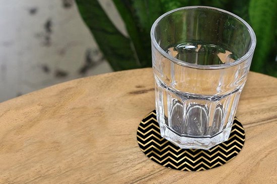 Sous- Sous-verres pour verres - Ronds - Motifs - Ligne - Goud - 10x10 cm - 6 pièces