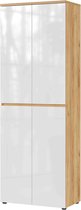 Garderobekast Penacova Eiken Wit - Breedte 70 cm - Hoogte 199 cm - Diepte 41 cm - Met planken - Met openslaande deuren
