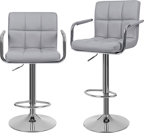 Signatu Home Bourges Tabourets de bar - avec accoudoirs 2 pièces - 2 x tabourets de bar avec accoudoirs - capacité de charge jusqu'à 200 kg - simili cuir - gris