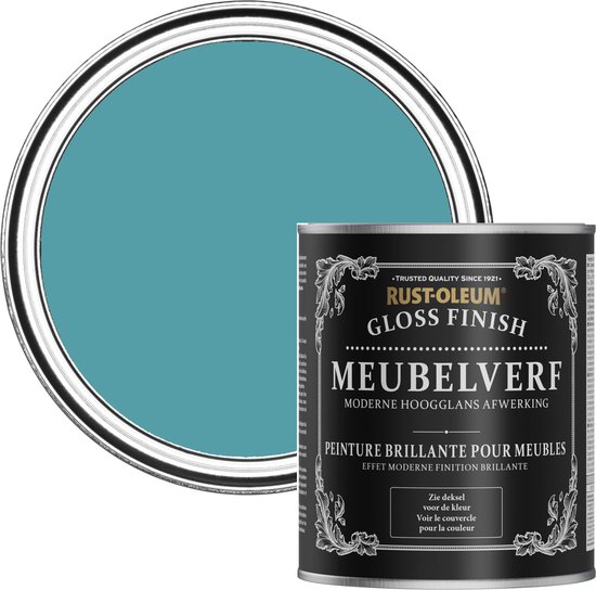 Foto: Rust oleum blauw meubelverf hoogglans petrol 750ml