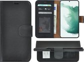 MoDo hoesje Geschikt voor Samsung Galaxy S22 Plus - Echt Leer Book Case - Zwart