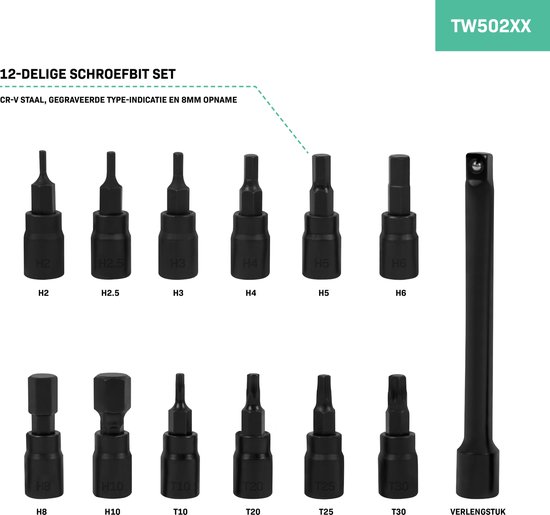 VONROC Momentsleutel - 5-25Nm - Inbus, Torx - Voor fiets - 265mm | bol