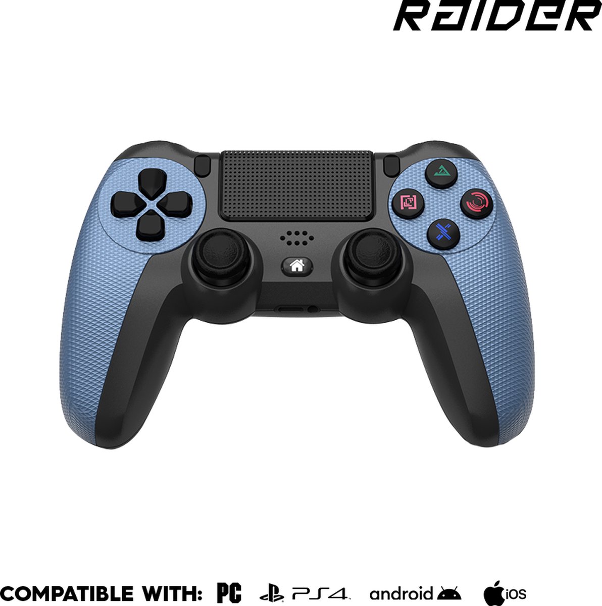 RAIDER PRO Game Controller - Draadloos - Bluetooth - Geschikt voor PC, PS4 en Smartphone - Blauw