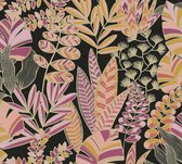BLADEREN BEHANG | Botanisch - goud oranje roze zwart - A.S. Création Antigua