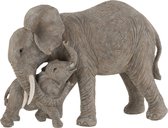 Éléphant avec enfant - Grijs - 30 cm - Polyserin - Sculpture - Décoration