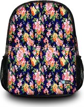 Sleevy rugzak oranje/roze bloemetjes