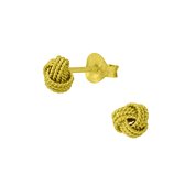 Joy|S - Zilveren knoop oorbellen 5 mm tennis knoop classic 14k goudplating