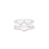 Melano Twisted The pearly white ring set - zilverkleurig - dames - maat 62