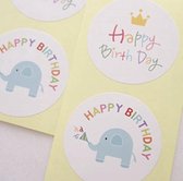 Sluitsticker Sticker Happy Birthday pastelkleuren - Sluitzegel | Envelop - Traktatiezakje - | Envelop sticker | Cadeau - Gift - Cadeauzakje - Traktatie - Kado - Kadozakje | Chique inpakken | Verjaardag - Feest - Birthday | Jongen - Meisje | Olifant