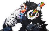 BANKSY DJ Monkey Thinker with Headphones Chimp Canvas Print